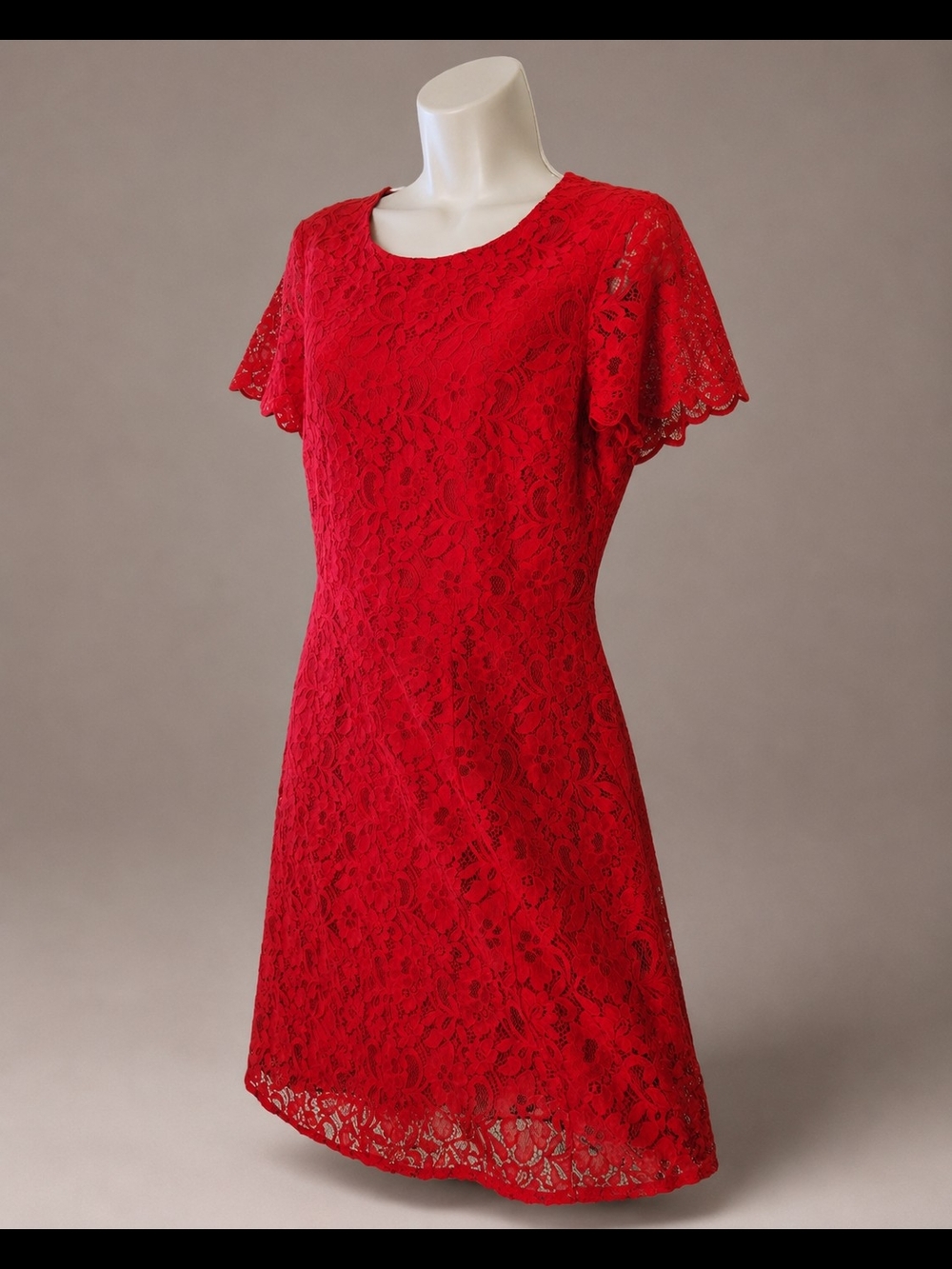 J. Crew Womens Red Lace Short Sleeve Fit-and-Flare Formal Mini Dress Size 6 - Picture 4 of 9